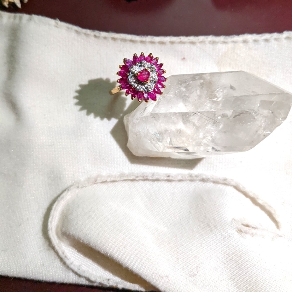 14k Pink Sapphire and Diamond ring
